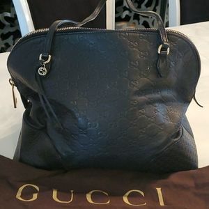 Black Guccisma leather Gucci tote